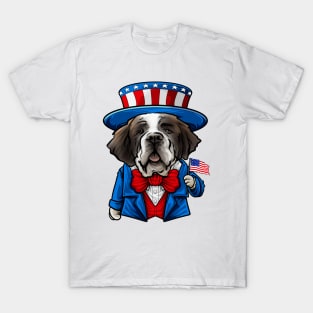 Fourth of July St Bernard T-Shirt